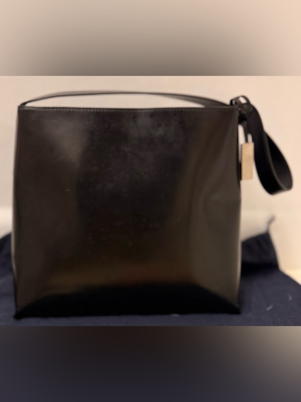 BURBERRY Vintage Rare Sleek Black Patent Leather W/ Silver Tote Shoulder Bag - Picture 4 of 16